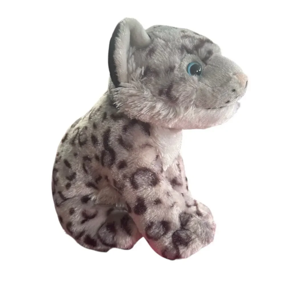 Wild Republic Snow Leopard Plush 12” Gray Black Spotted Big Cat Blue Eyes Kids